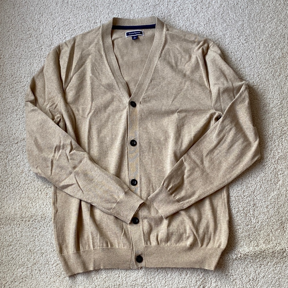 Club Room Men's Tan Cardigan Sweater